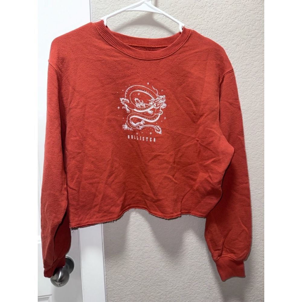 Hollister Cropped Red Dragon Graphic Long Sleeve
